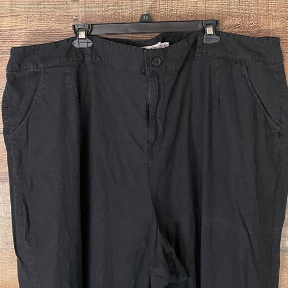 Torrid Linen High Waist Wide Leg Pants Solid Black Size 28 - Picture 2 of 9